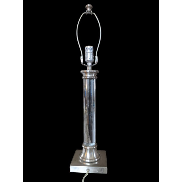 Transparent Modern Lucite Column Table Lamp For Sale - Image 8 of 10