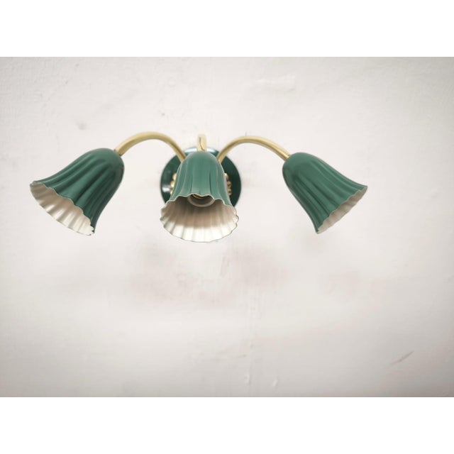 Forest Green Sputnik Wall Light from Tre Luci, 1940s For Sale - Image 8 of 12