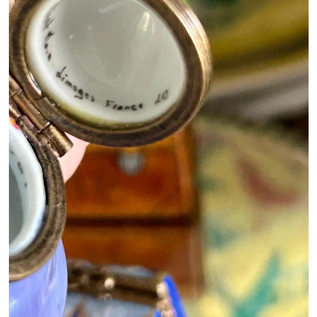 Figurative Limoges Porcelain Trinket Purple Flower Box For Sale - Image 3 of 3