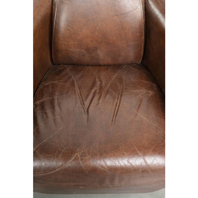 Club Chair in Brown Cowhide Leather For Sale - Image 6 of 16