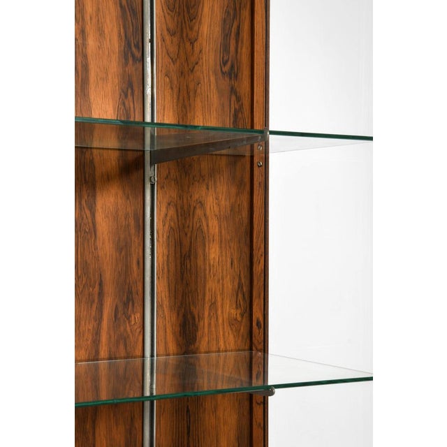 Large Vintage Display Cabinet in Rosewood and Steel and Glass, 1960s For Sale - Image 4 of 8