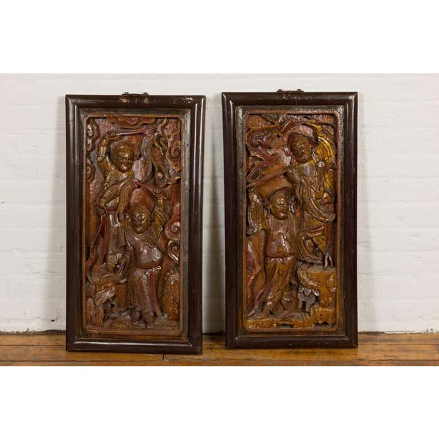 Hand-Carved Antique Wall Panels with Puppet Design - A Pair For Sale In New York - Image 6 of 12