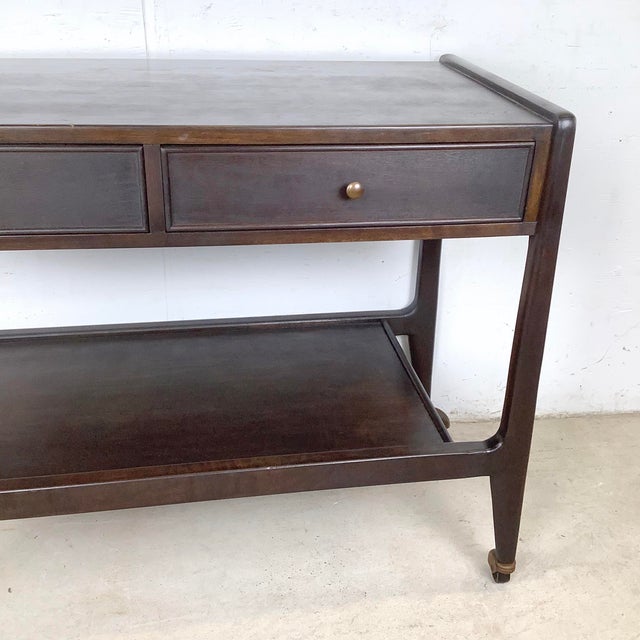 Wood 1960s Mid-Century Mt. Airy Facade Service Cart in Dark Wood Finish For Sale - Image 7 of 12