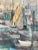 Paper 1960s Vintage Harbor Scene Jean Kalisch Abstract Painting Oil on Board For Sale - Image 7 of 12
