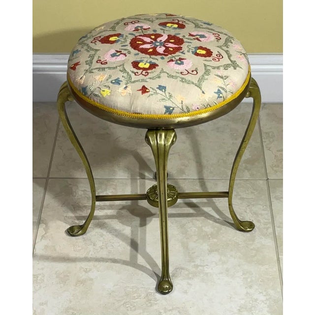 Vintage Brass Suzani Foot Stool For Sale - Image 13 of 13