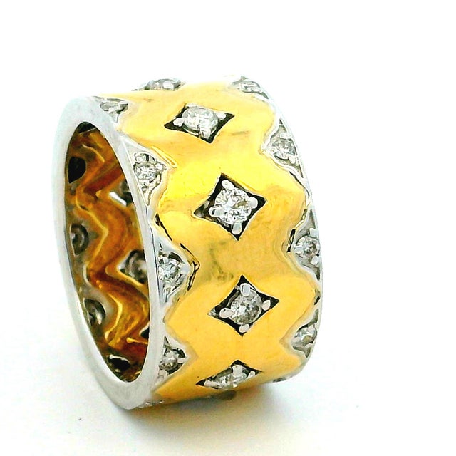 Gold Wide 18k Gold Diamond Band Ring, 1 Carat, Size 7.5 For Sale - Image 8 of 10