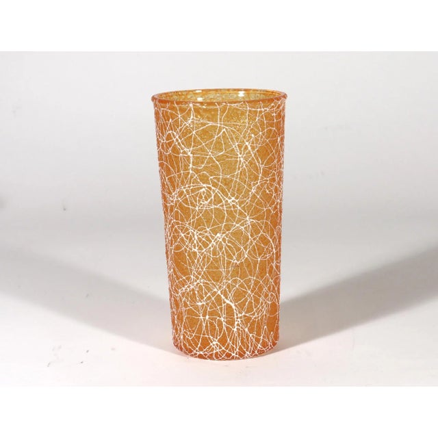 Glass Vintage MCM Set of Drinking Glasses & Jug, Spaghetti String Pattern, Color Craft, Indianapolis, In., Set of Seven and Jug. For Sale - Image 7 of 11