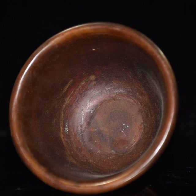 Metal Cloisonne Enamel Stemmed Bowl, Copper Wire Inlaid Floral Pattern For Sale - Image 7 of 9