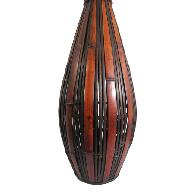 Vintage Split Woven Bamboo Floor Vase For Sale - Image 10 of 10