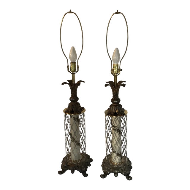 Rococo Traditional Metal Lamps - a Pair For Sale