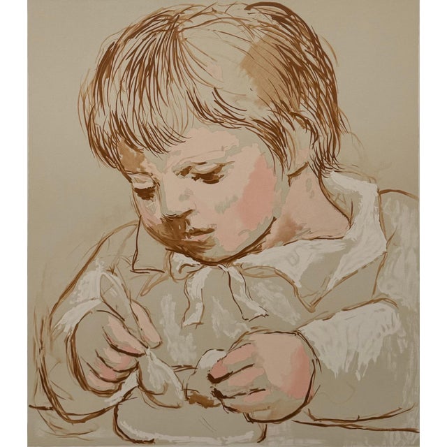 1980s Pablo Picasso Estate Hand Signed Lithograph "Enfant Dejeunant" For Sale - Image 5 of 8