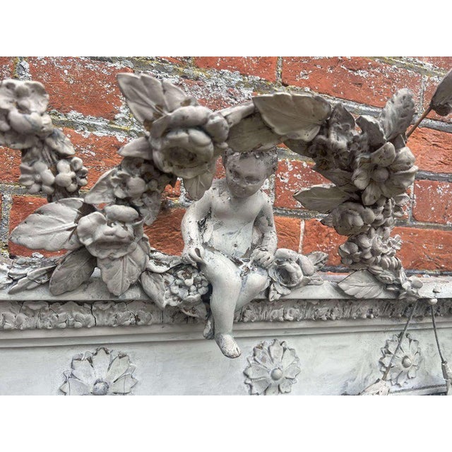 Large Antique English Painted Overmantle Mirror For Sale - Image 6 of 10