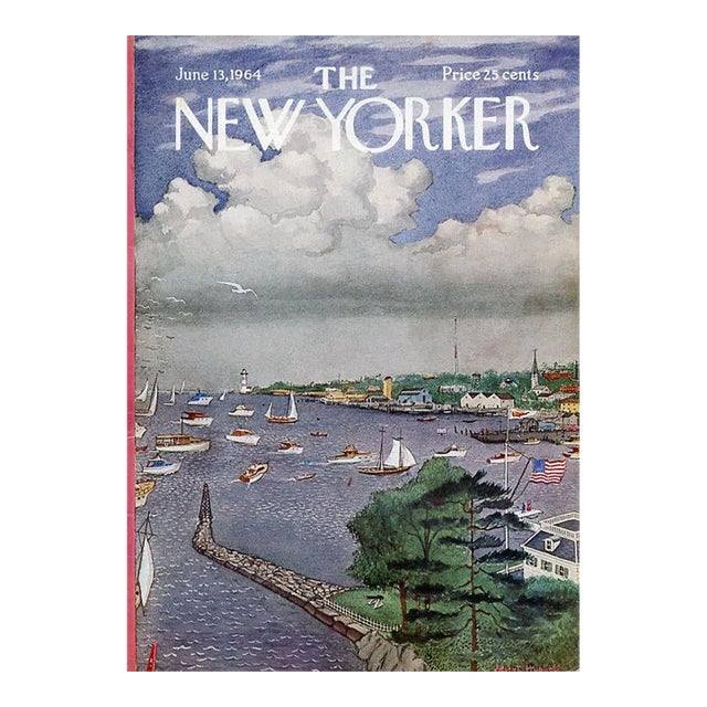 1964 Original New Yorker Magazine Cover by Albert Hubbell, June 13, Sailing For Sale