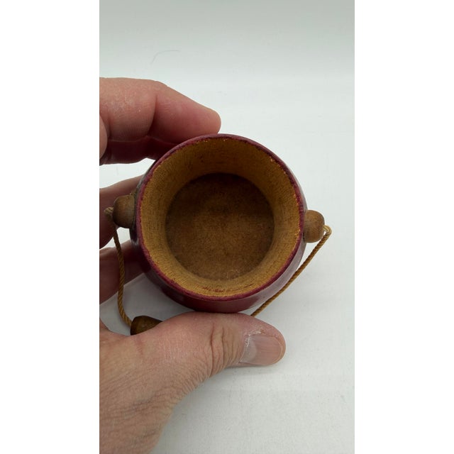 A Fine Antique Pennsylvania Red Painted Turned Folk Art Treenware Container, Circa 1910's For Sale - Image 9 of 12