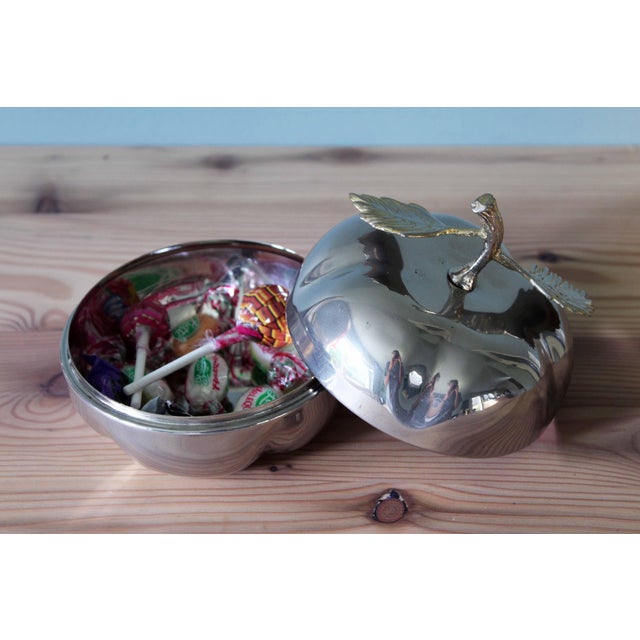 1970s Silver-Plated Metal and Brass Candy Dish, 1970 For Sale - Image 5 of 9
