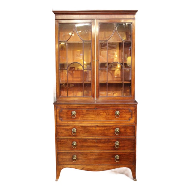 Circa 1790 English George III Period Secretaire Bookcase For Sale