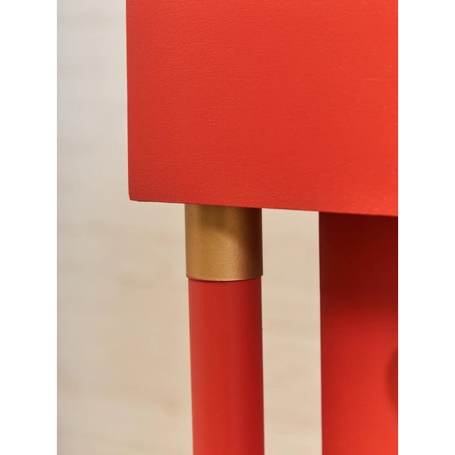 Mid 20th Century Vintage Mid Century Highboy Robot Dresser in Poppy Red Orange For Sale - Image 5 of 12