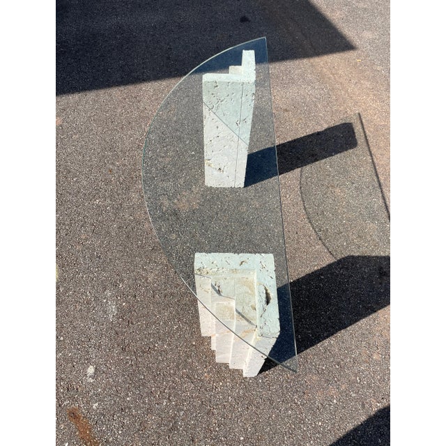 Glass 1970s Coastal Coquina Demi-Lune Table For Sale - Image 7 of 9