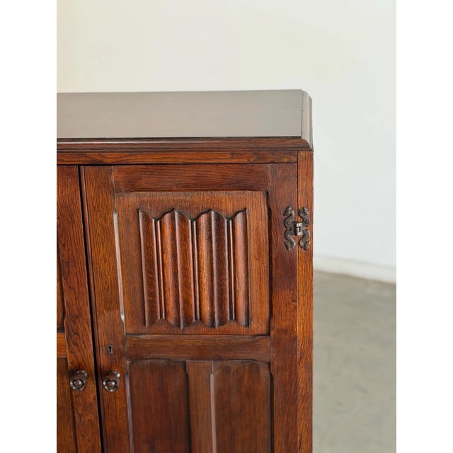 Vintage Carved Oak Armoire For Sale In Los Angeles - Image 6 of 12