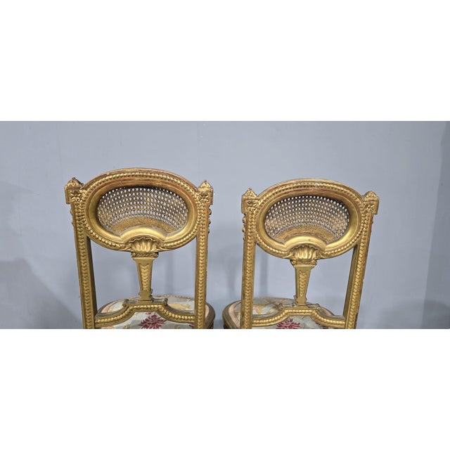 Wood French Boudoir Chairs, 1880, Set of 2 For Sale - Image 7 of 9