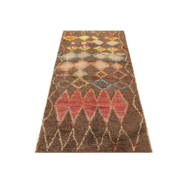 1950s Vintage Moroccan Runner Rug With Colorful Diamond Medallions - Rug & Kilim For Sale - Image 5 of 8