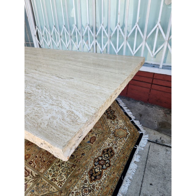 1970s Italian Travertine Dining Table For Sale - Image 4 of 11