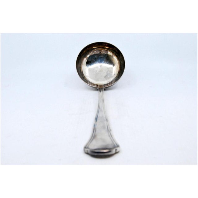 Silver Soup Ladle with Grooves Along the Handle For Sale - Image 3 of 6