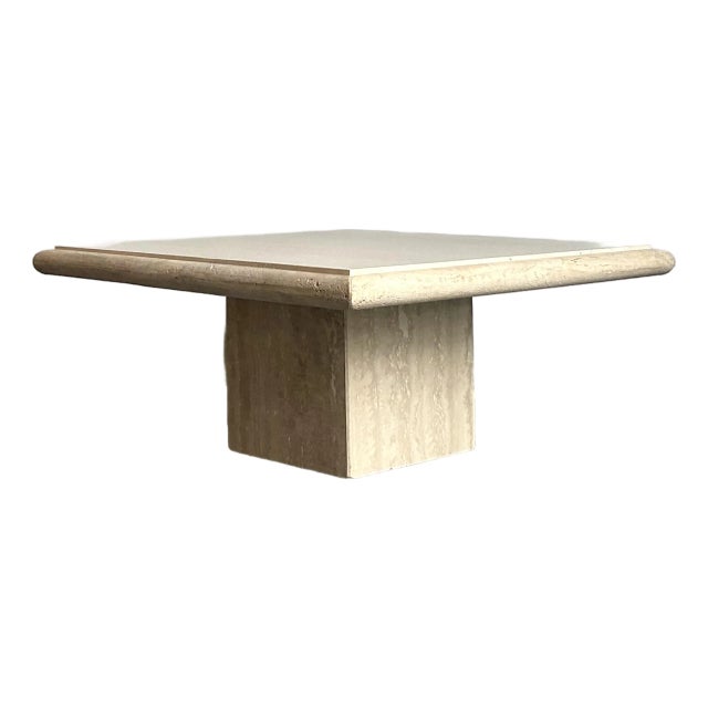 Vintage Boho Italian Stone International Travertine Coffee Table For Sale