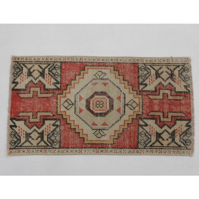 Vintage handknotted decorative mini rug from Konya region of Turkey. Approximately 50-60 years old. In very good condition.
