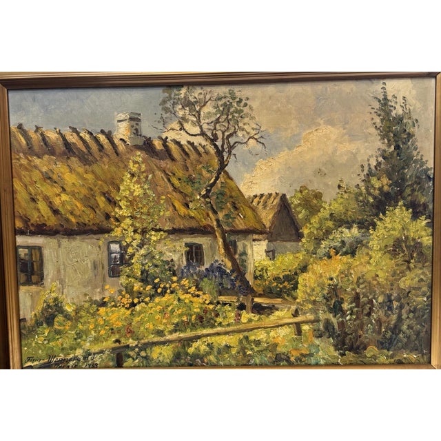Modern Finn Wennerwald, Farmhouses in Scandinavia Landscape, 1933, Oil Painting on Canvas For Sale - Image 3 of 12