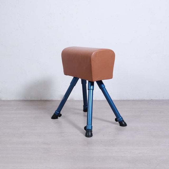 Metal Vintage Height-Adjustable Leather Gym Stand, 1980s For Sale - Image 7 of 18