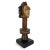 Original vintage carved wood figure post from Cross River, Nigeria. Displayed on black wood stand.