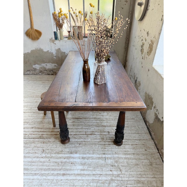 19th Century Antique Castle Table in Carved Oak, 1890s For Sale - Image 5 of 18