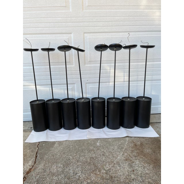 Mid-Century Modern 1960’s Minimalist Black Prescolite Pendant Light For Sale - Image 3 of 12