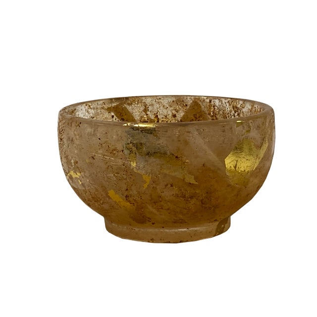 Asian Mud Marks UnderGround Treasure Crystal Glass Bowl With Gold Paint For Sale - Image 3 of 6