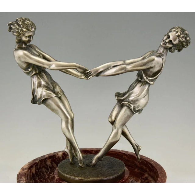 Andre Gilbert, Art Deco Centerpiece with Bronze Sculpture of Dancing Girls, France, 1925 For Sale - Image 10 of 13
