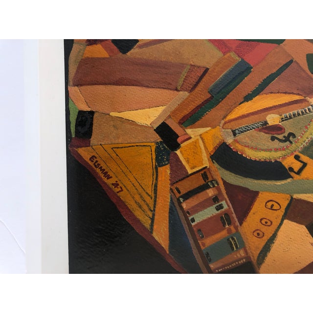 1940s Mid-Century Cubist Abstract Oil Painting by Eisman For Sale - Image 5 of 11
