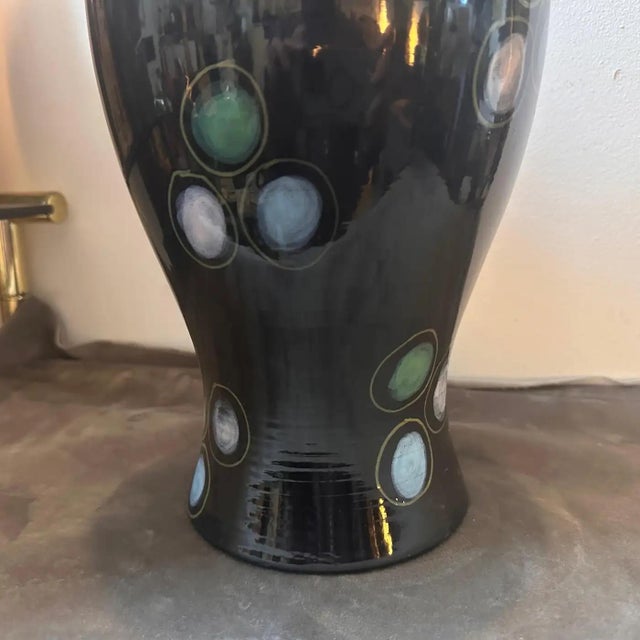 Mid-Century Modern 1960s Gio Ponti Style Mid-Century Modern Hand Painted Ceramic Vase For Sale - Image 3 of 11