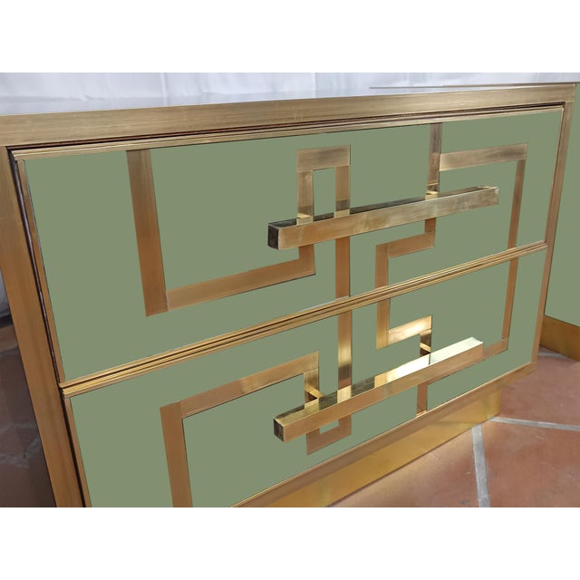Not Yet Made - Made To Order Italian Green Bedside Tables in Birch Wood and Brass from Justfurnituress SRL, Set of 2 For Sale - Image 5 of 6