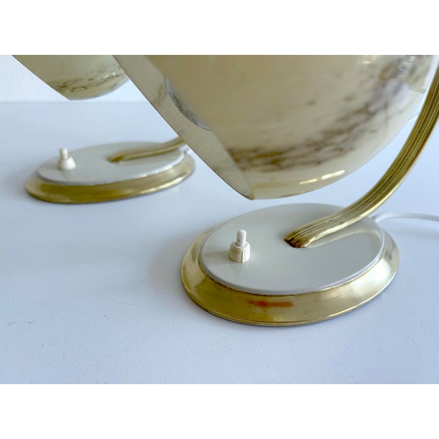 Art Deco Table Lamps in Brass and Glass, Set of 2 For Sale - Image 15 of 17