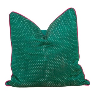Juhi Green Dotted Ahir Handloom Pillow For Sale