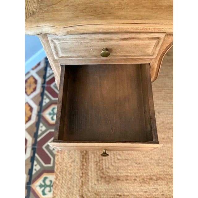 Wood Louis XV Country Chic Oak Ministers Desk, 1970s For Sale - Image 7 of 18