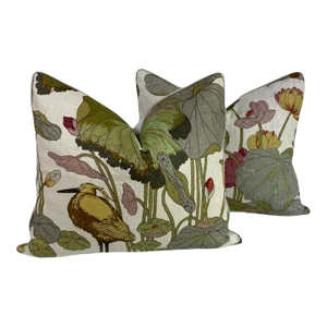 Early 21st Century Taupe G P & J Baker Nympheus Pillows- a Pair