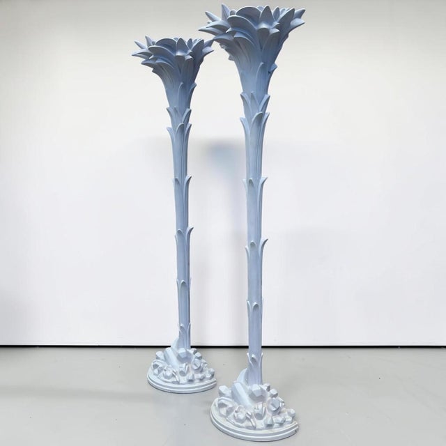 1960s Serge Roche Style Torchere Palm Floor Lamps - a Pair For Sale - Image 5 of 11