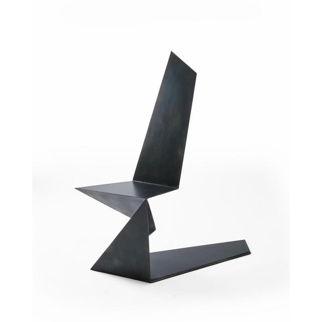 Contemporary Dark Side Chair in Aluminium by Orfeo Studio For Sale - Image 3 of 14