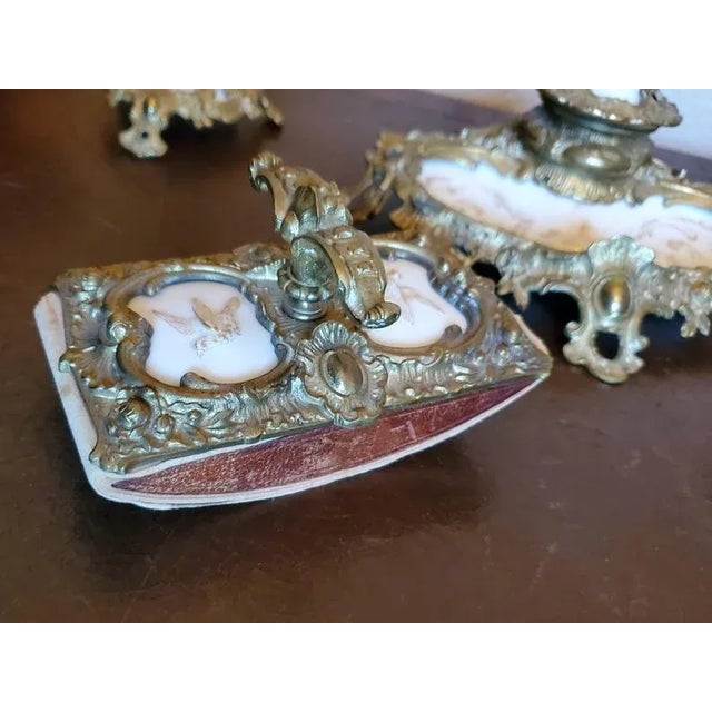 KPM Porcelain 19th Century Royal Louis XVI Ormolu Mounted Kpm Porcelain Desk Set - Set of 5 For Sale - Image 4 of 13