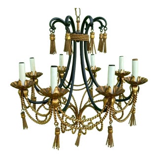 Italian Cast Iron Gilded Tassle Chandelier For Sale