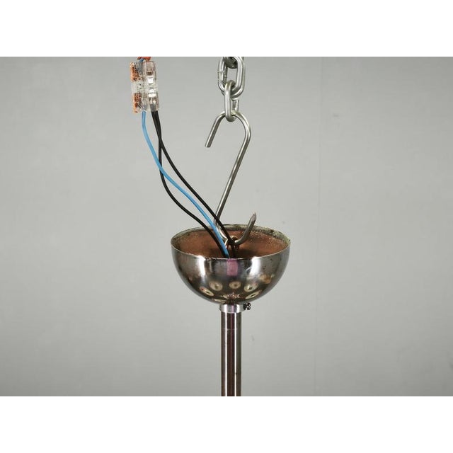 Cream Large Art Deco Wood and Glass Six-Light Chandelier in Chrome, 1930s For Sale - Image 8 of 16