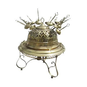 Vintage Turkish Brass Brazier With Sword Skewers