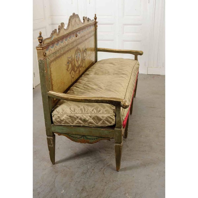 18th Century Italian 18th Century Parcel-Gilt and Painted Canapé For Sale - Image 5 of 12